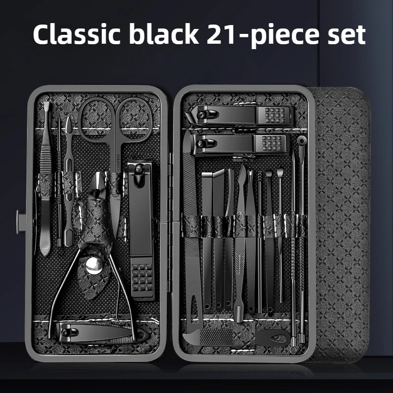 Manicure Cutters Nail Clipper Set Manicure Nail Trimmer Pedicure Scissors Tool Knife 19/21 Pcs