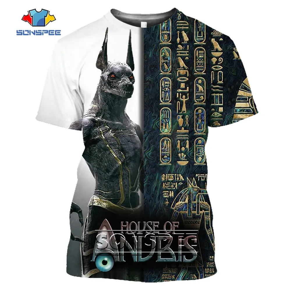 

SONSPEE Ancient Egyptian Art 3D Printing T-shirt The eye of Horus Garment Summer Cool God Gothic Short Sleeve Anubis Sportswear