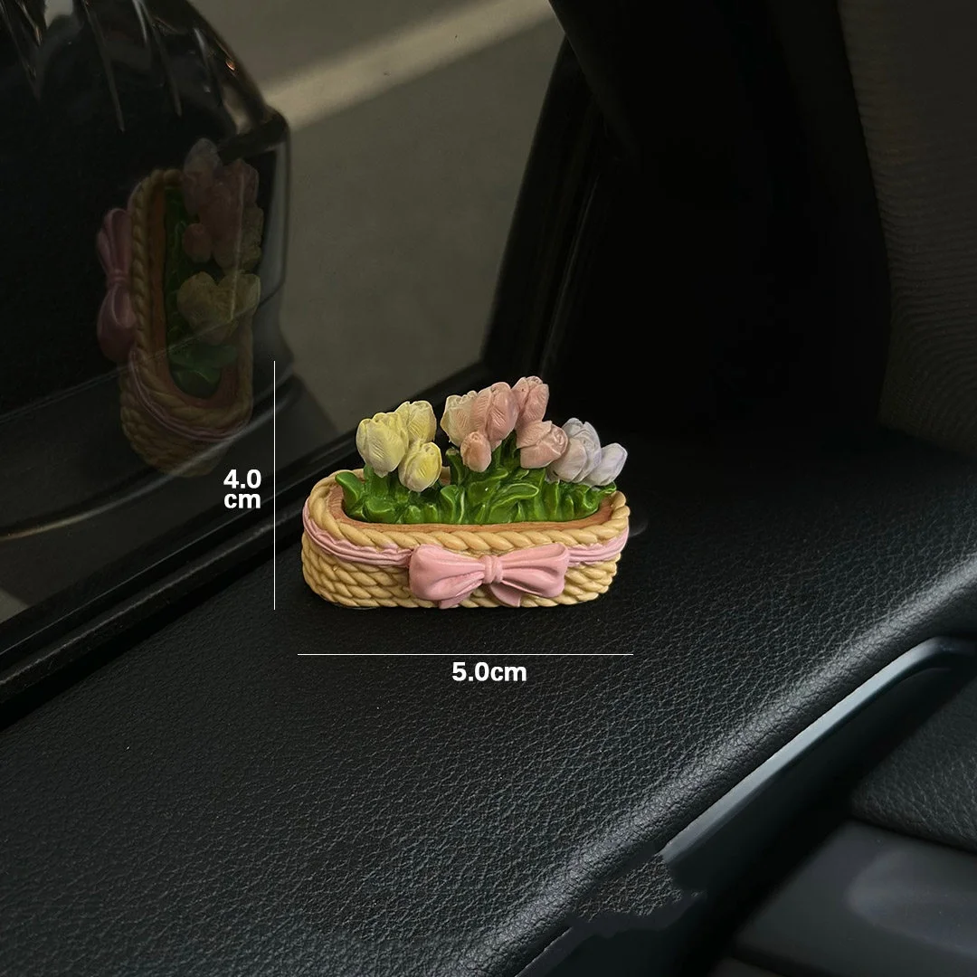 Tulip Succulent Car Dashboard Ornament - Cute Mini Plant