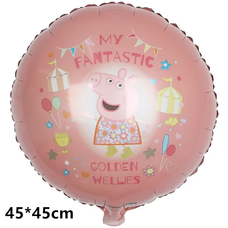 Ballons Peppa Pig, bannière d'anniversaire Hapoy, fournitures de fête, dessin animé George Page, assiettes en papier, poulet, arrière-plan de décoration britannique