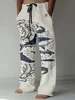Comfortable drawstring loose men's casual pants personalized pattern printing fashionable simple men's straight pants loose casu 1
