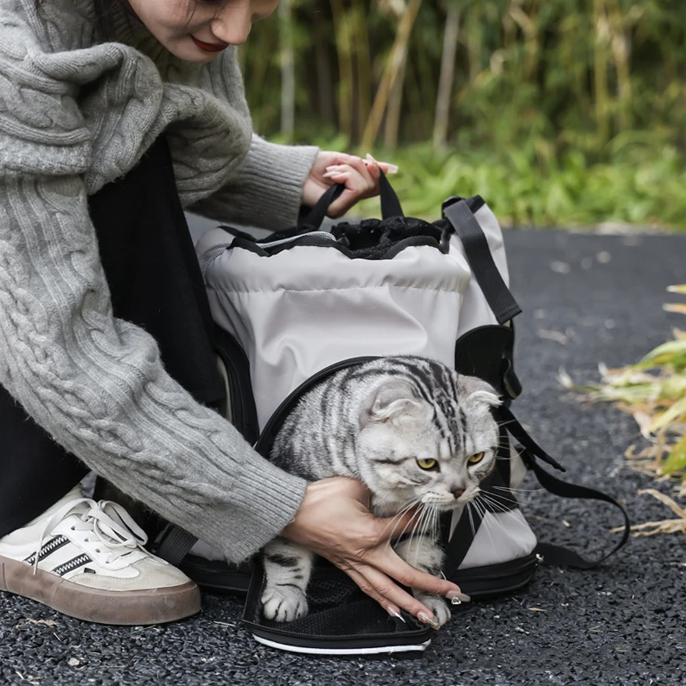 Breathable Pet Cat Carrier Backpack Foldable Pet Carrier Transport Travel Bag Expandable Large Capacity Creative for Cats Dogs