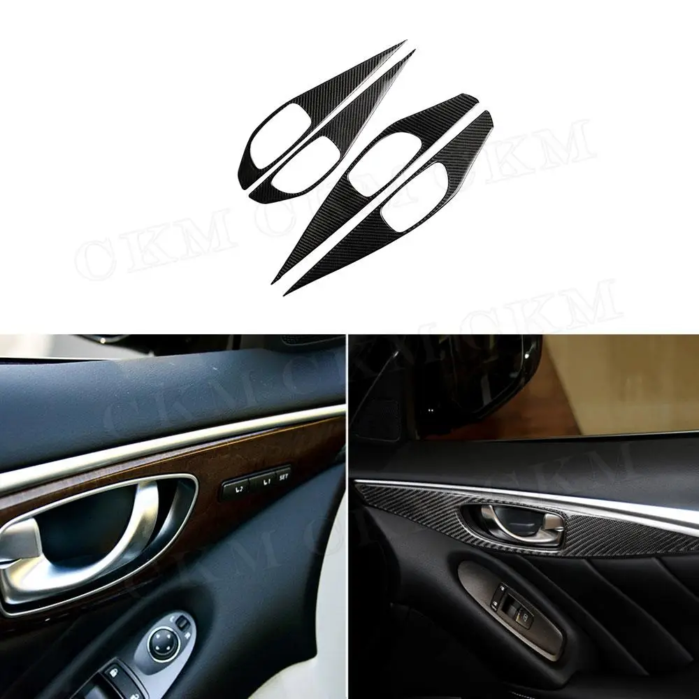 

Carbon Fiber Car Accessories Interior Four-piece Door Handle Panel Stickers For Infiniti Q50 Q60 2014-2020