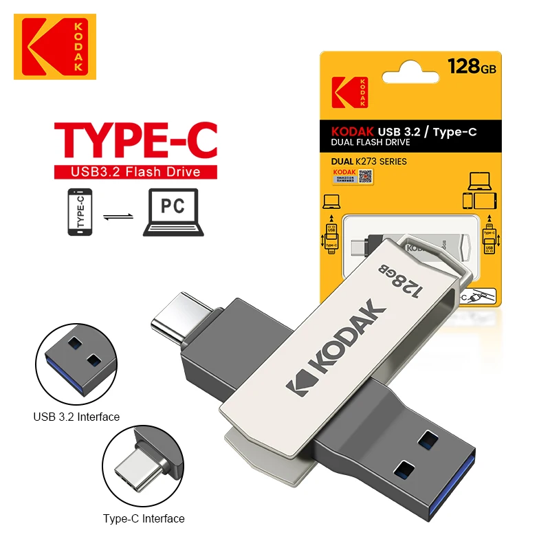USB 3.2 Kodak USB Flash Drive Pen Drive Ultra Flair pendrive real capacity 128GB 64GB pendriver memoria stick metal cle usb key