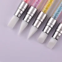 1 PC New Double Way Rhinestone Nail Art Brush Pen Silicone Head Carving Dotting Tool for Women DIY Brush Fashion Dotting Tools 2
