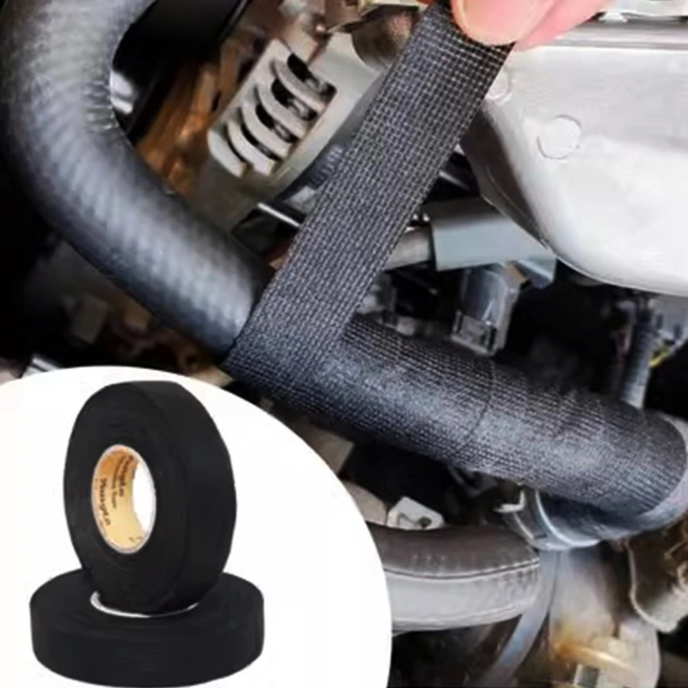

15 Meter Heat-resistant Flame Retardant Tape Adhesive Cloth Tape For Car Cable Harness Wiring Loom Protection Width 9/19/25MM
