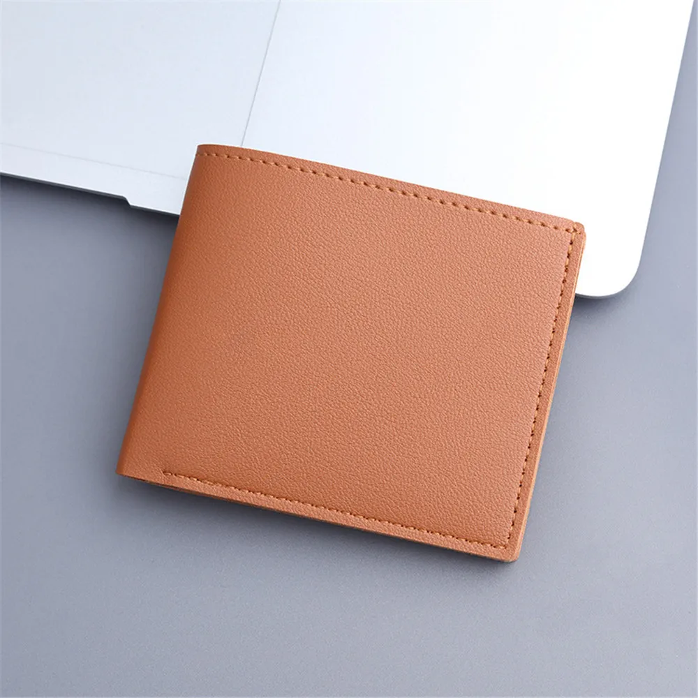 Fashion Men Short PU Leather Wallet Simple Solid Color Thin Male Credit Card Holder Small Money Purses Business Foldable Wallet 3