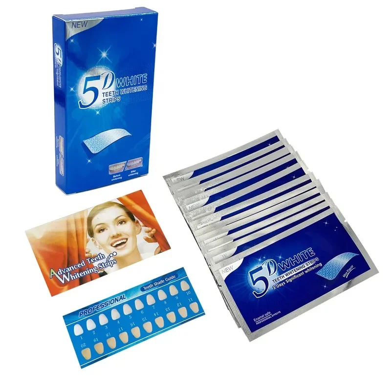 5D Whitening Teeth Strip Mint Scented Tooth Whitener Gel Strip Oral Hygiene Care Dental Cleaning Kit False Teeth Bleach Tape teeth whitening gel,teeth whitening kit,teeth whitening strips