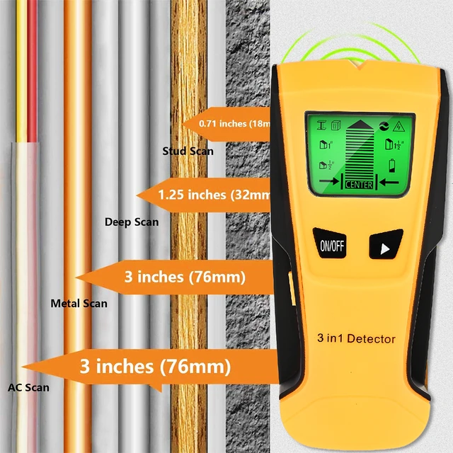 Detector de pared Detector de metales 3 en 1 Detección de cables de metal  Detector de cables en vivo Abanopi Detector de pared