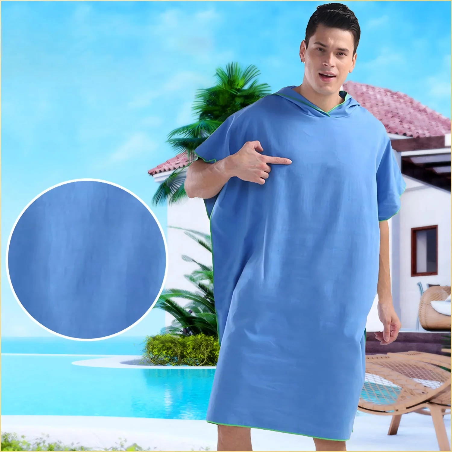 Quick Dry Changing Robe Hooded Absorbent Bathrobe