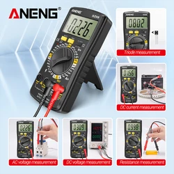 Aneng multímetro digital display contagens testador verdadeiro rms detector portátil alimentado por bateria multifuncional medidor de volt amperímetro