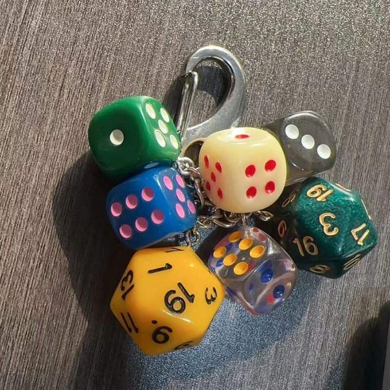 Hiphop Punk Schwarz Rosa Würfel Billard Schlüsselanhänger Y2K Glückswürfel Starburst Anhänger Taschenanhänger Behänge Coole Ornament Zubehör – Detail 6