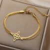 Dawapara – Bracelet à breloques avec nœud de sorcière pour femmes, amulette de Protection des nœuds celtiques, chaîne de perles en acier inoxydable, bijoux Wiccan de sorcellerie