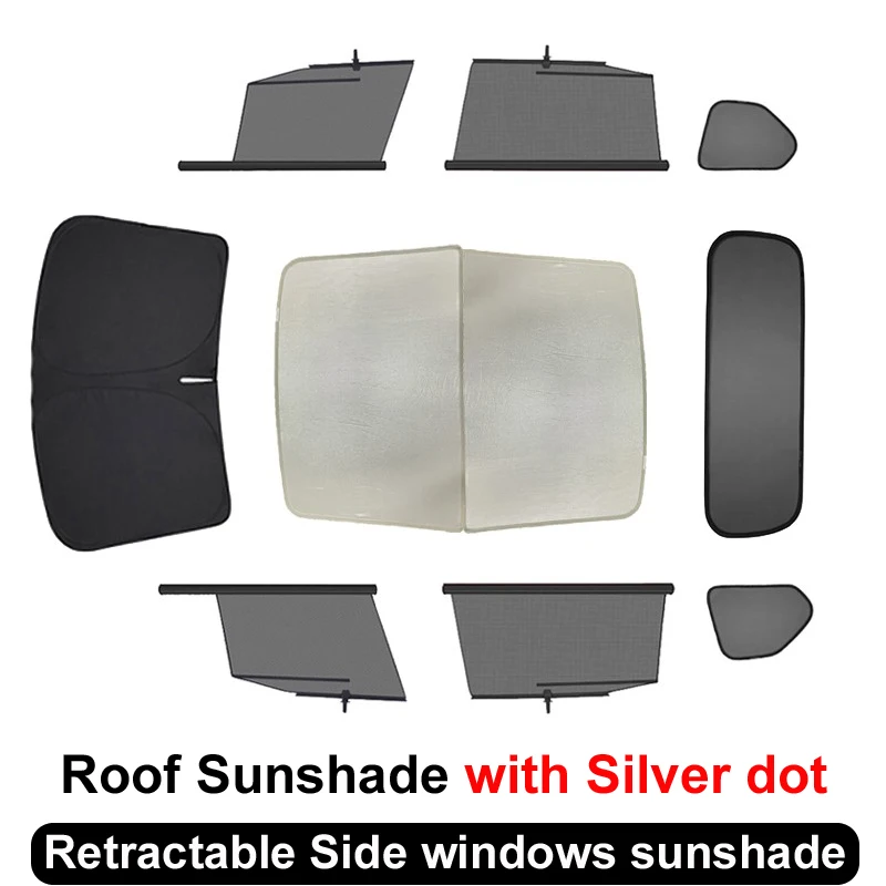 

for Tesla Model 3 Y Roof Sun Shade Roller Front Rear Side Windows Windshield Sunshade Retractable Mesh Curtains Kids Accessories