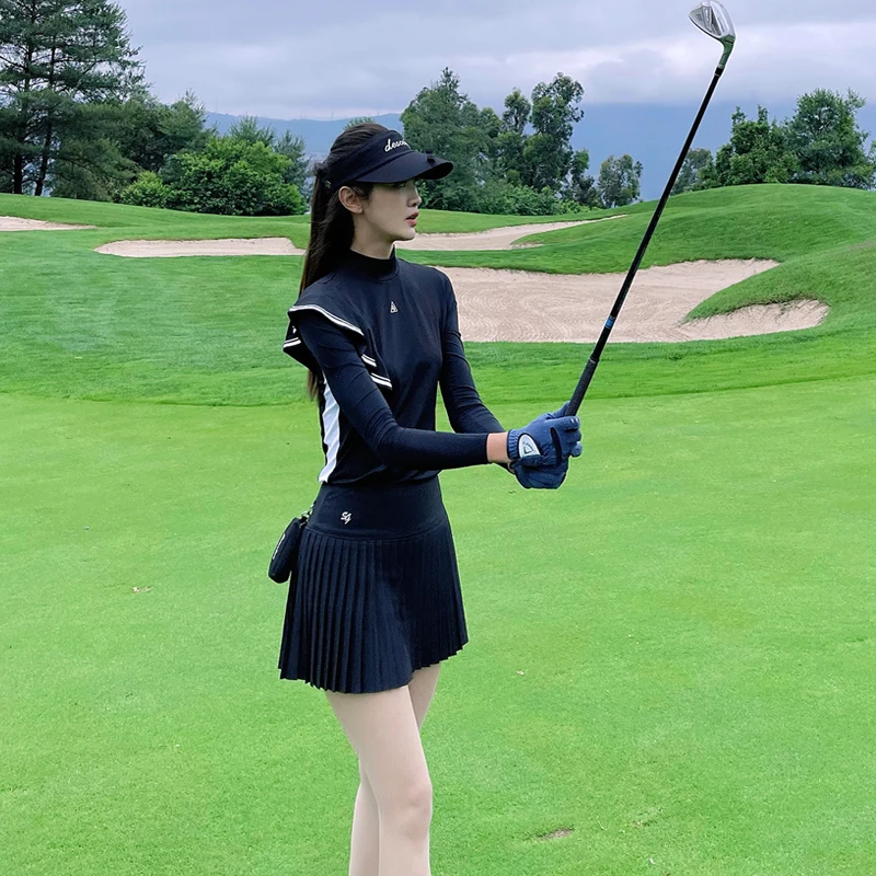 SG ladies golf wear spring and summer long sleeve round neck t-shirt women quick drying breathable sports pleats skort golf set