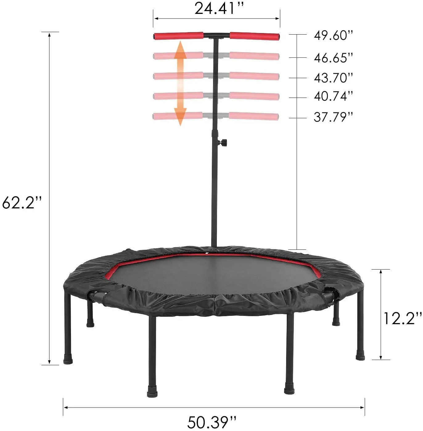 HOMCOM Cama Elástica Fitness Ø81 cm Trampolín de Acero con Borde Protector  y 28 Resortes para Ejercicios en Interior y Exterior Carga 100 kg  81x81x22,5 cm Negro y Azul