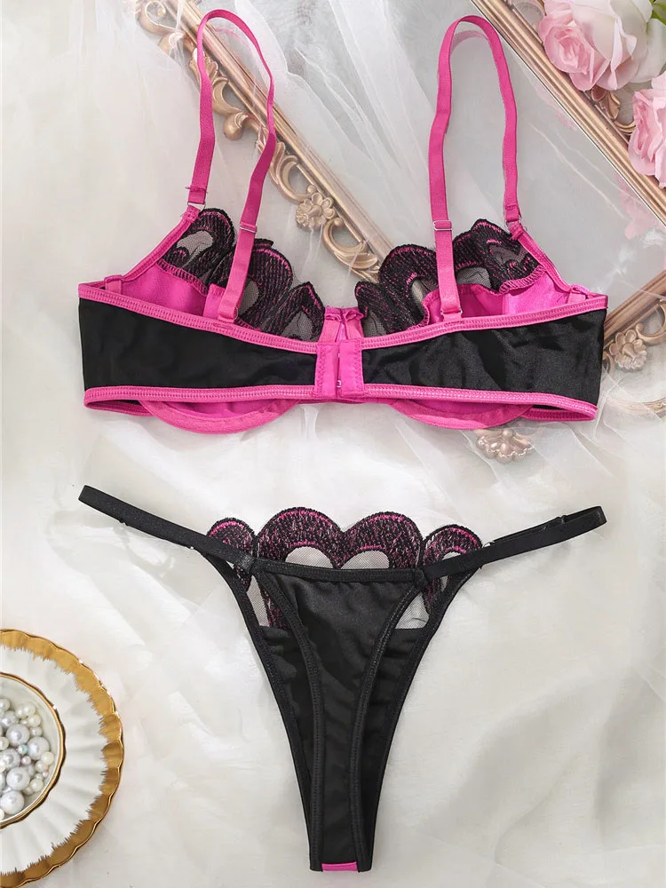 Sexy Bra Brief Sets for Women Mesh Underwire Lingerie Lace Fairy Underwear Thong 2024 New Seamless Sensual Exotic Bra Sets