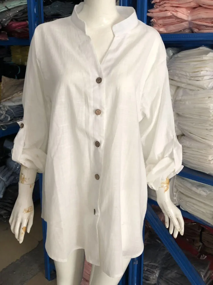 Women Loose Fit V Neck Long Sleeve Blouse