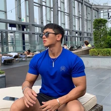 

New Men Summer cotton Casual T shirt Gyms Athlet Fitness Bodybuilding Muscle male Short Slim fit Shirts fashion Tee top clothing