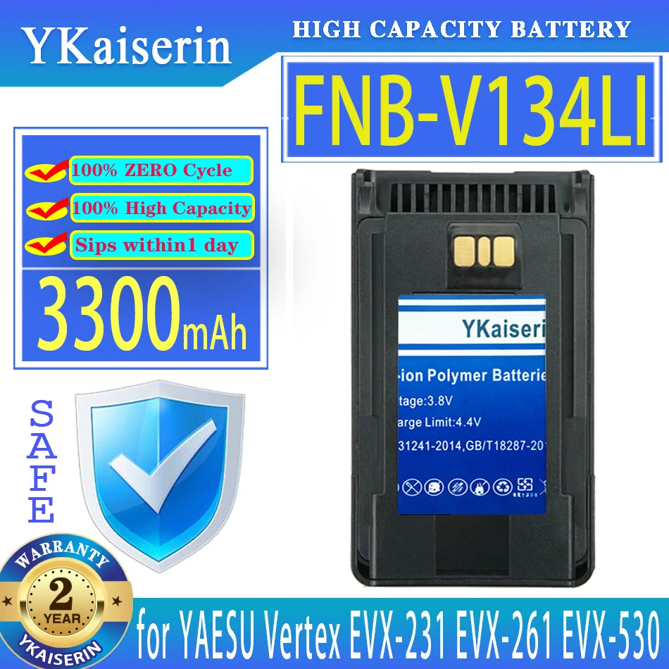 Ykaiserin 3300Mah Batteria Di Ricambio Fnb-V134Li Per Vertex Yaesu Evx-231 Evx-261 Evx-530 Radio Bidirezionale