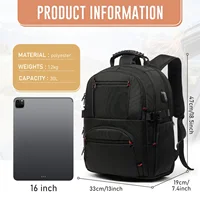 Extra Large Durable Travel Backpack with USB Charging Port, Man's Laptop Bag College Backpack Airline Approved Business Work Bag 2