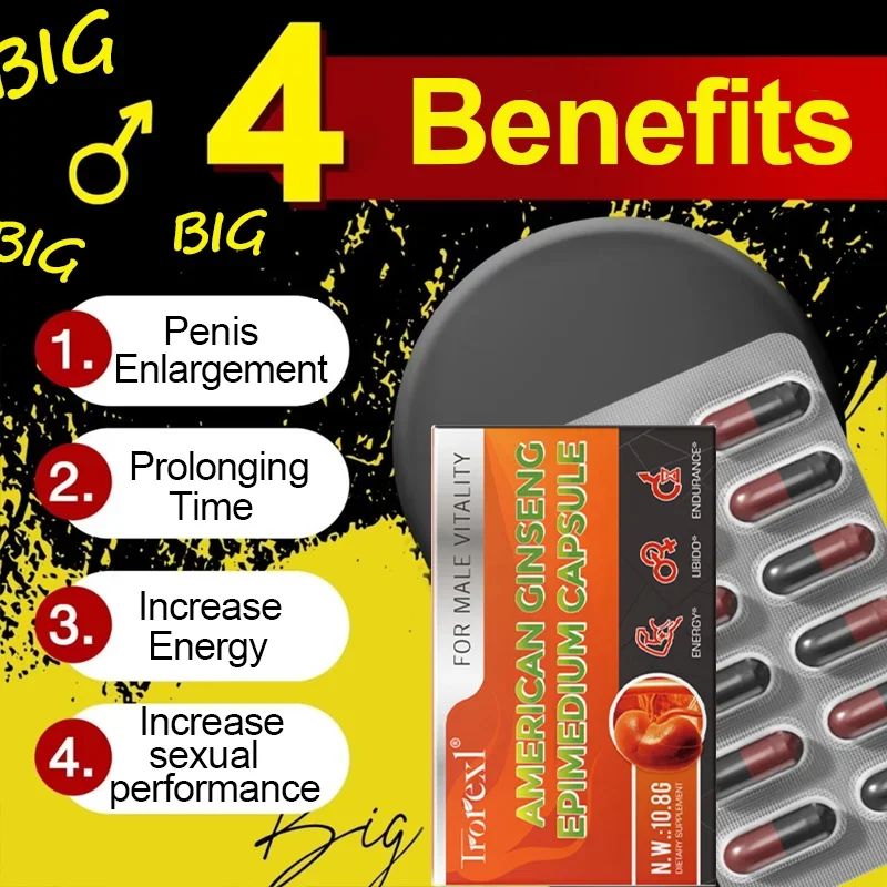 Ginseng Supplement Mood Enhancer Supplement Stress Relief Male healthy Pill Enhance Energy & Endurance Booster Men