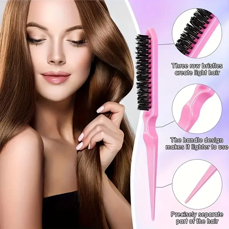 6pcs Hair Brush Set Spray Bottle Hair Braiding Loop Rat Tail Comb Teasing Hair Brsuh Edge Hair Brush Curly Hair Accessories 4
