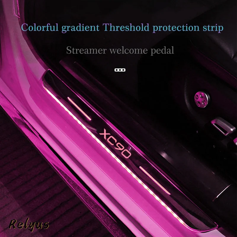 Custom Car Led Welcome Pedal Scuff Plate Pedal Door Davanzale Pathway Light Per Volvo Xc90 Xc 90 Usb Aggiornato 7 Color Ambient Light