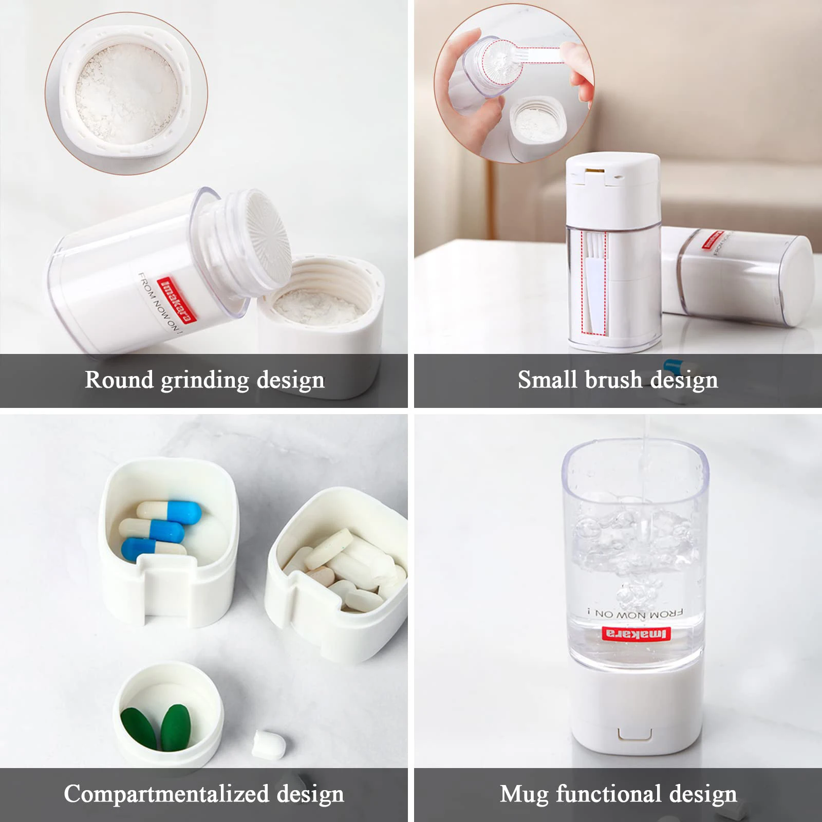 Enhanced and Upgraded Version Multifunctional Medicine Grinder Household Children's Tablet Grinding Water Cup Premium Practical