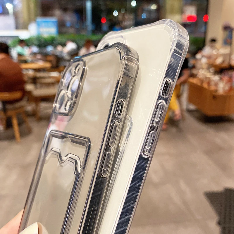 Silikon Klar Telefon Fall Für iPhone 17 16 15 13 11 12 14 Pro Max Air 16E 7 8 Plus XR XS X SE 2022 Weiche Brieftasche Karte Tasche Abdeckung – Detail 4