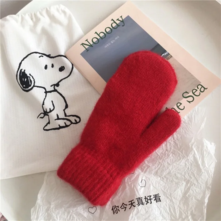 Winter Rabbit Wool Gloves Korean Version Warm Glove Women Multi-colored Ladies Gloves Cute Soft Glove 2021 New High Quailty