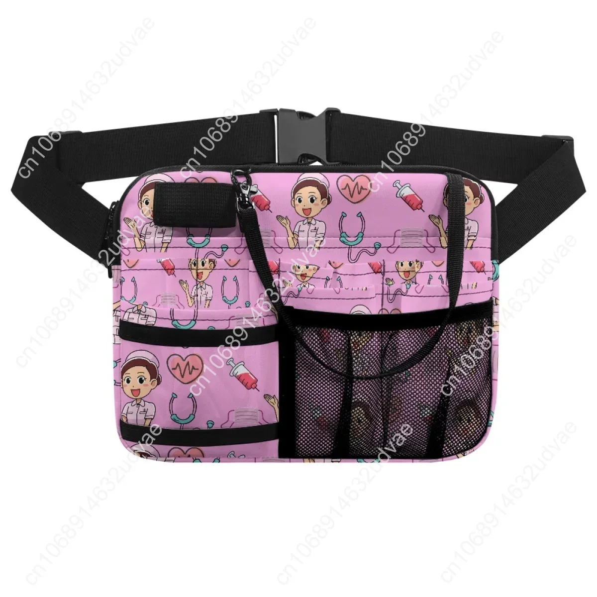 Pink Heartbeat Medical Design Portable Nurse Waist Bag Hospital Work Multi-Pockets Casual Organizer Pouch Fanny Pack sac femme