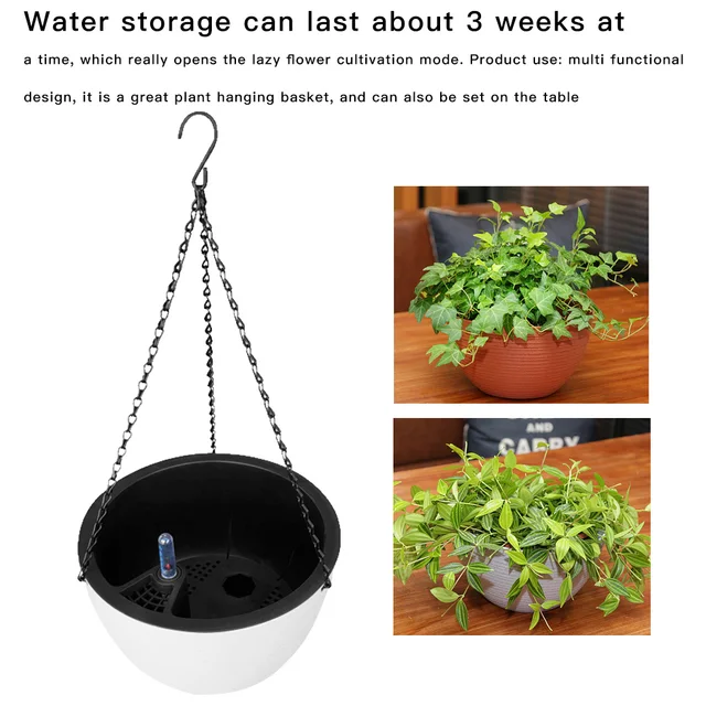 Függő Kosár Virág Edény Műanyag Önmagában Lévő Növényi Állvány Fogas Otthoni Dekoráció Kert - Image 3