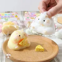 Cute Squishy Hamster Toys with Cheese Desktop Decor Funny Stress Reliever Decompression Fidget Toys for Adult Kids 1