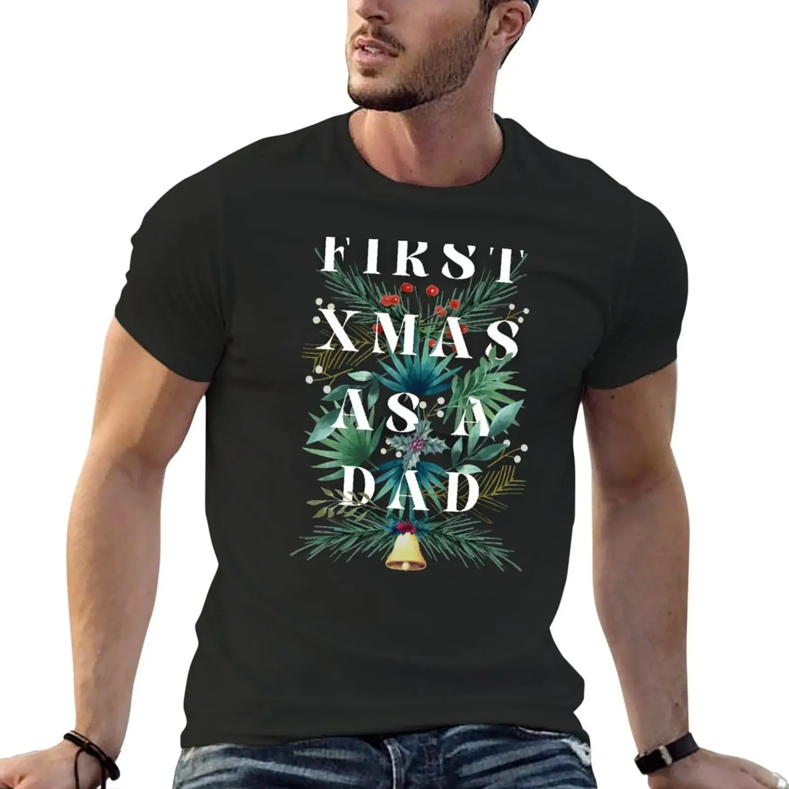 

Быстросохнущая Мужская футболка с надписью First Xmas as a Dad