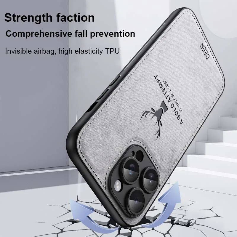 Elegant Luxury Leather Deer Head Phone Case - Shockproof Soft Silicone Cover