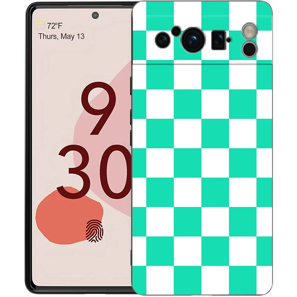 Vintage Chessboard Grid Design Shockproof Phone Case - Soft Black TPU Cover