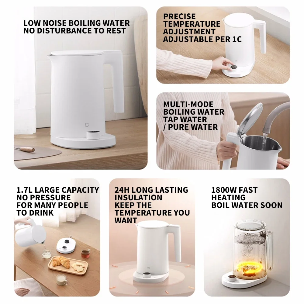 Electric Kettle XIAOMI MIJIA Smart Kettle 2 Pro Kitchen Appliances LED Display 24H Intelligent Temperature Constant