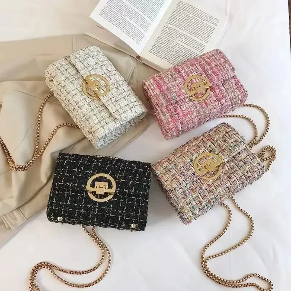 

Y2K Woven Tweed Bag Cross Body Bag Small Fragrant Wind Autumn Winter High Quality Purse for Ladies and Girl Shop сумка женская