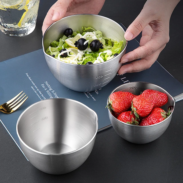 304 Stainless Steel Salad Mixing Bowl with Handle Tableware Ramen Bowls  Large Capacity Noodles Cooking Pot