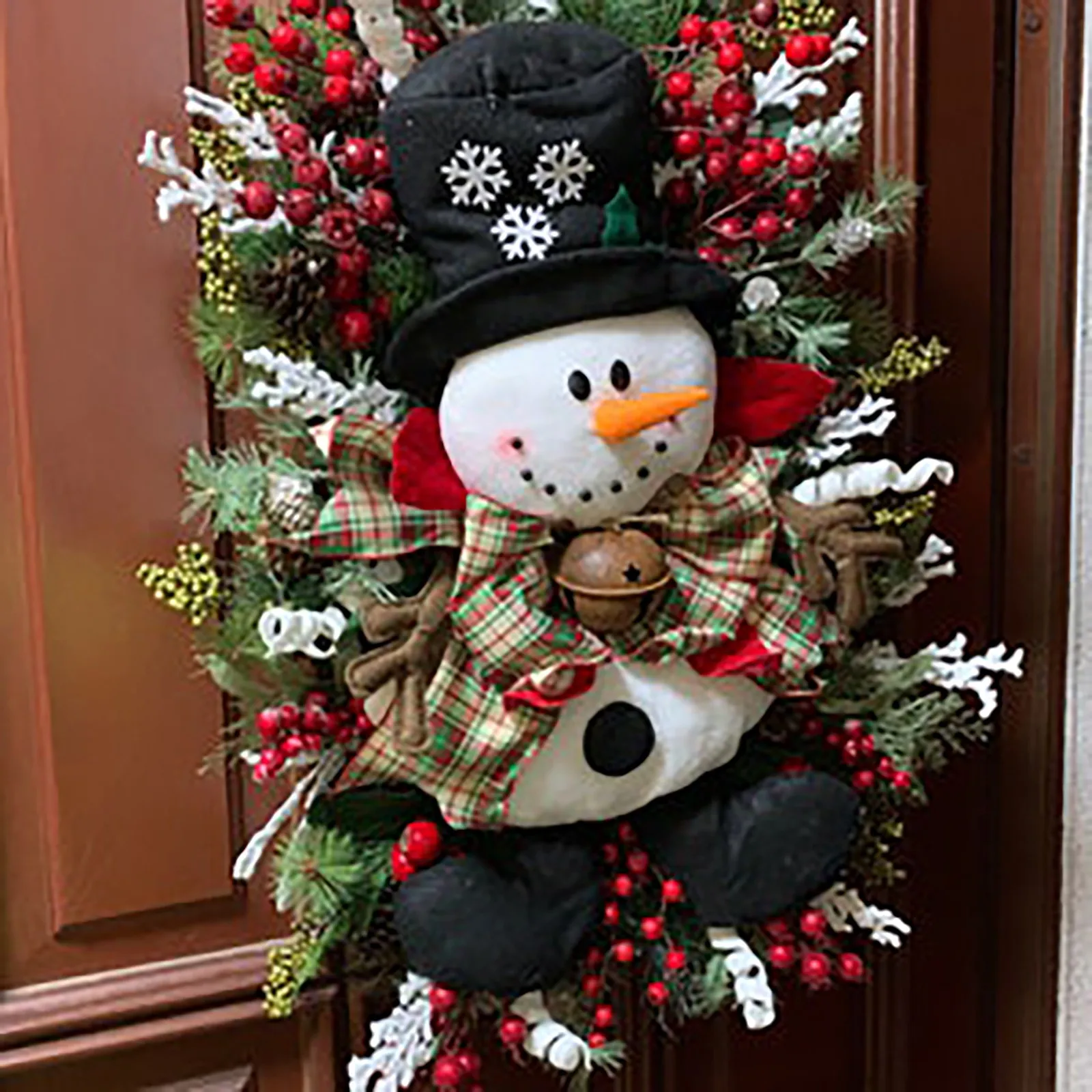 Christmas Decoration Snowman Swag Wreath, Christmas Hanging Ornaments Front Door Wall Decorations Merry Christmas Tree Wreath