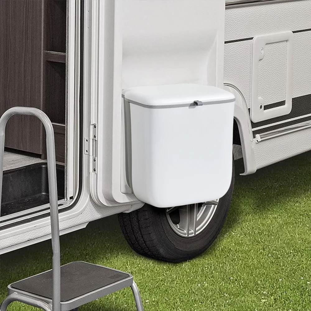 פח זבל מתקפל בנפח 9 ליטר עם מכסה מחולק לרכבת מחנאות, סירות, קרוואנים, מוטורהום ורכבים - אביזרים לרכבת