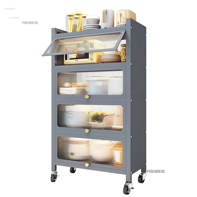 Luxury Metal Sideboards Kitchen Cabinets With Door Multi-functional Rice Cooker Locker Against The Wall Sideboard StorageN