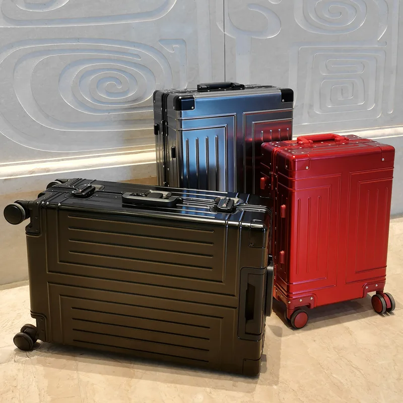 Suitcase New large size Magnalium luxury Luggage Aluminum Alloy Trolley Case Metal Aluminum Frame Travel Suitcase on wheels