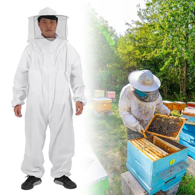 Traje de apicultura de algodón con velo redondo, fácil de usar
