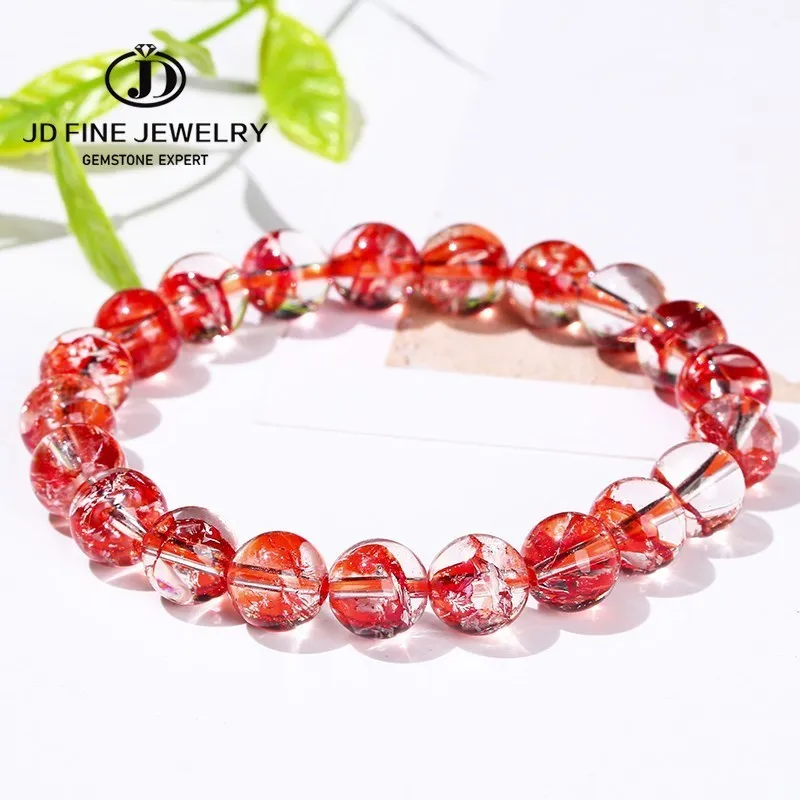 Jd Natural Stone Dyed Color Astrist Red Quartz Bead Bracciale Donna Personality Charm Crystal Handmade Strand Bangles Wrist Yoga