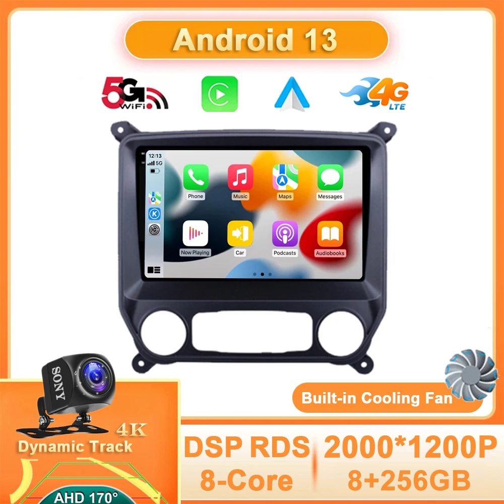 

Автомагнитола Android 13 для Chevrolet Колорадо 2014 - 2018 для Silverado GMC Sierra VIA Vtrux Truck 2014 - 2018 GPS Carplay Auto BT
