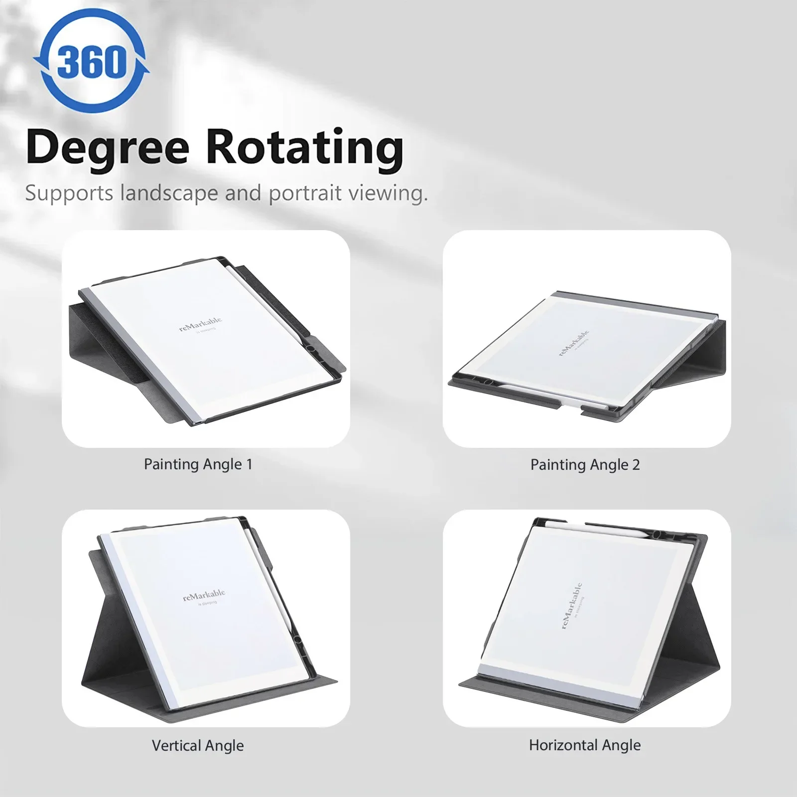 360° Rotating Pencil Holder Cover with Hard PC Back Shell