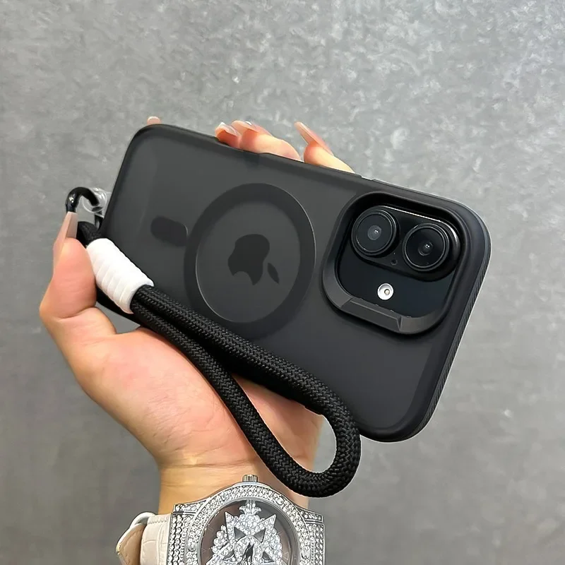 MagSafe Double Color Wrist Strap Case For iPhone 16 15 14 Pro Max - Image 2