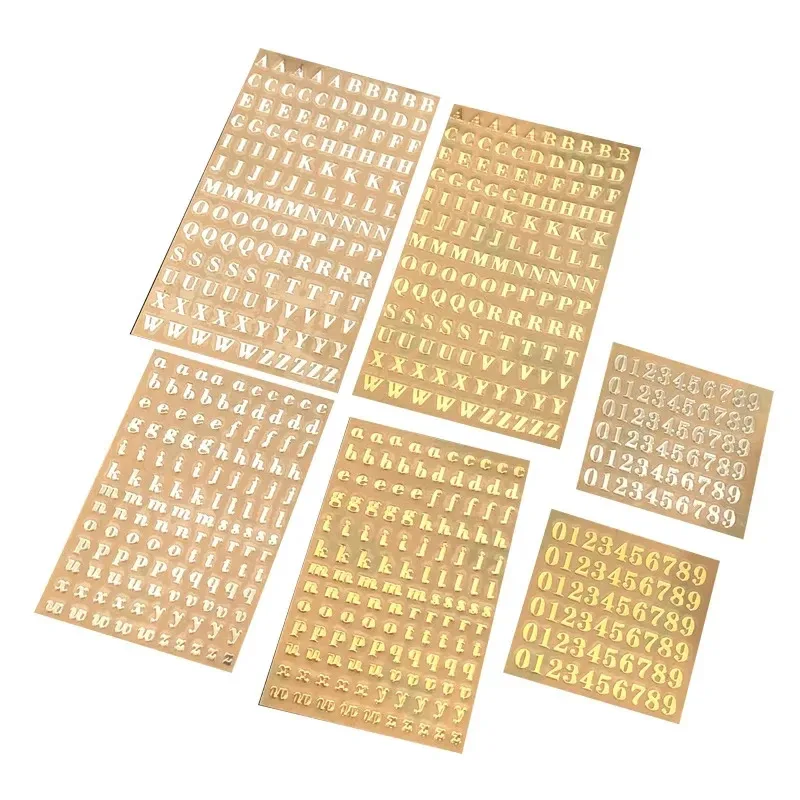 Alphabet Decor Stickers Metal Letter Gold Silver Resin Filler Silicone Mold Handicraft